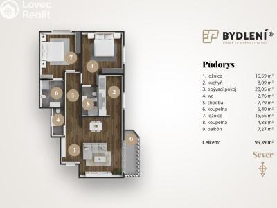 Prodej bytu 3+KK Teplice, U Nových lázní 3270 č. 4