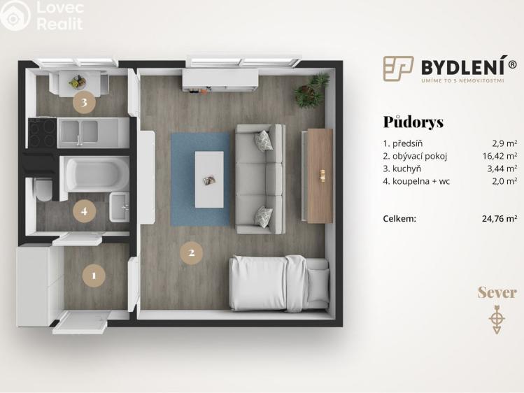 Prodej bytu 1+1 Hrob, Rybniční 342 č. 2