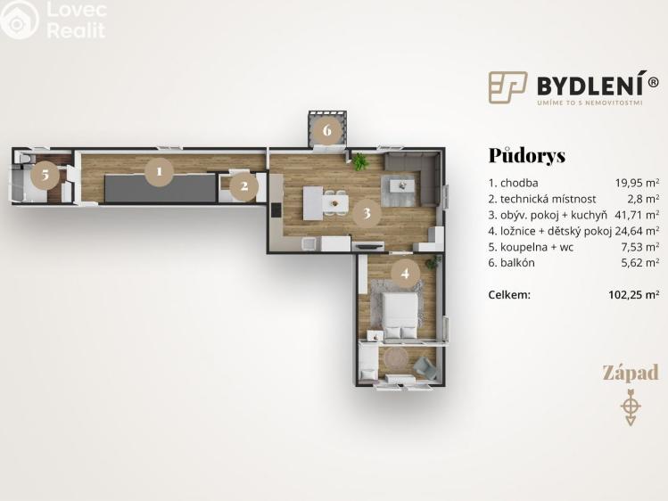 Prodej bytu 2+1 Teplice, Masarykova třída 2418/62 č. 2
