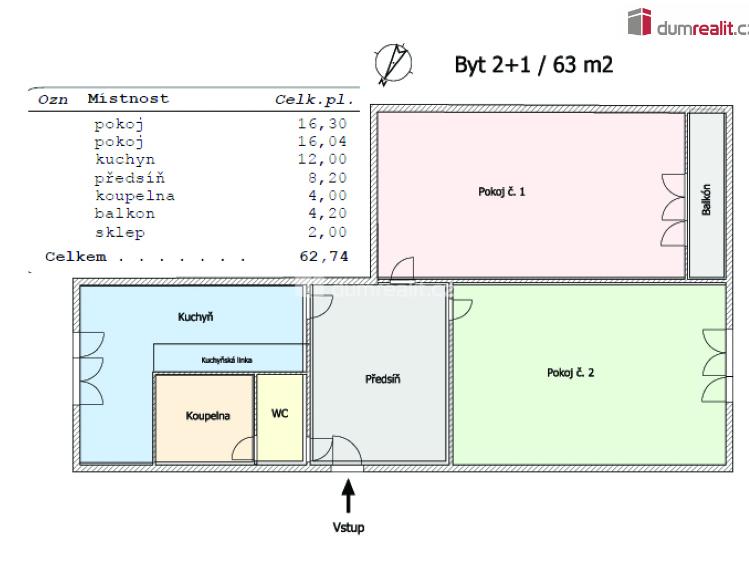 Prodej bytu 2+1 Chodov, U Porcelánky č. 26