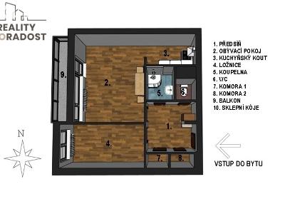 Pronájem bytu 2+KK Brno, Moldavská č. 5