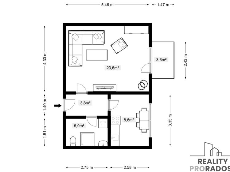 Sale apartment 1+1 Břeclav, Na Valtické 736/86 č. 15
