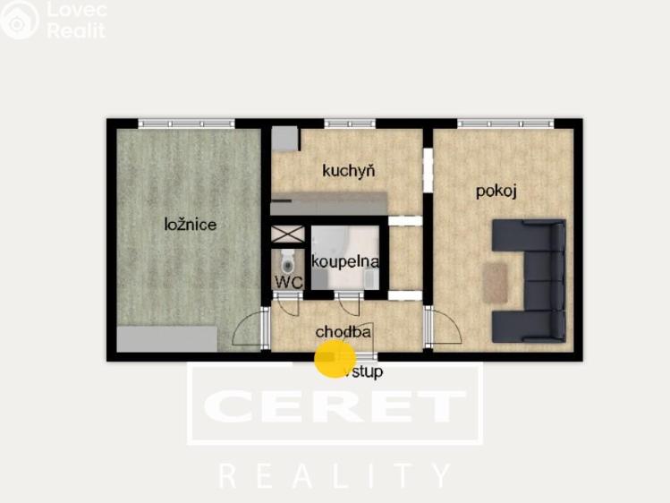 Prodej bytu 2+1 Žatec, Hájkova č. 14