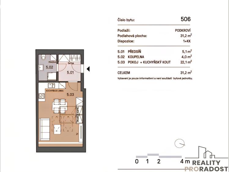 Pronájem bytu 1+KK Brno, Vlhká č. 7