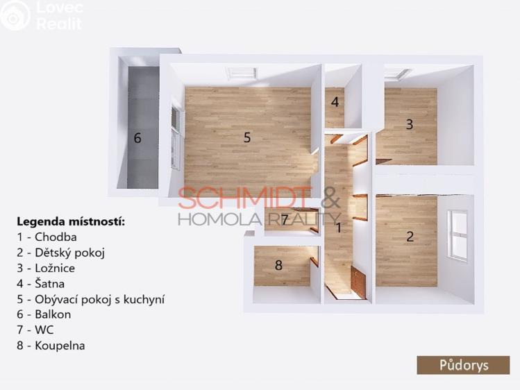 Prodej bytu 3+KK Hustopeče, Gen. Peřiny 1459/41 č. 22