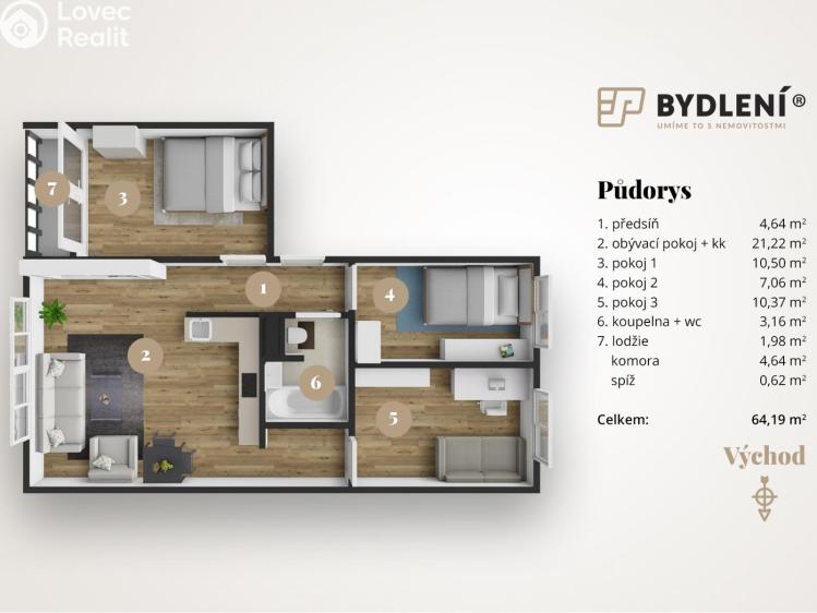 Pronájem bytu 4+KK Litoměřice, Družstevní č. 23
