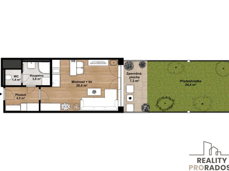 Rent apartment 1+KK Praha, Poděbradská 206/57 č. 14