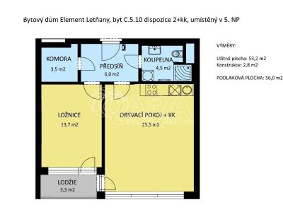 Продажа квартиры 2+KK Praha, Tupolevova 506 č. 22