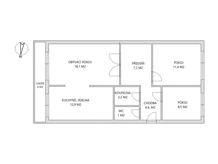 Продажа квартиры 3+1 Kladno, Italská 2418 č. 26