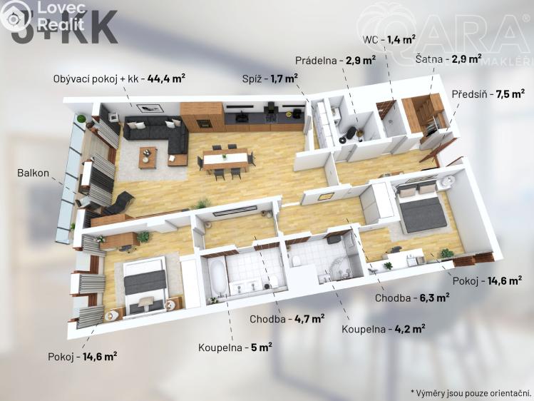 Pronájem bytu 3+KK Praha, Baarova 1542/48 č. 12