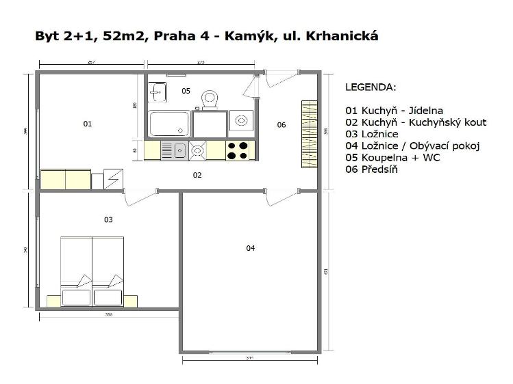 Pronájem bytu 2+1 Praha, Krhanická 718/27 č. 21