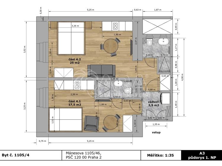 Sale atypical apartment Praha, Mánesova 1105/46 č. 19
