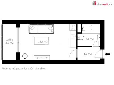Rent apartment 1+KK České Budějovice, Fr. Ondříčka č. 3