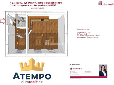 Rent apartment 2+KK České Budějovice, Skuherského č. 2