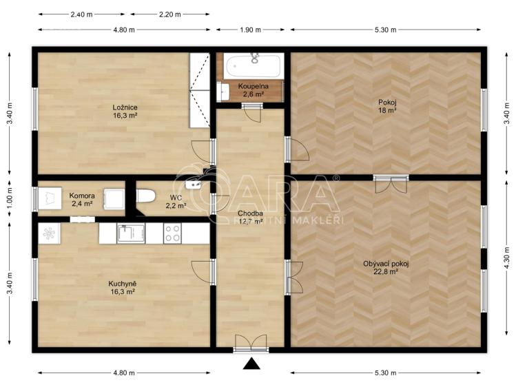 Pronájem bytu 3+1 Praha, Lužická 1033/4 č. 22