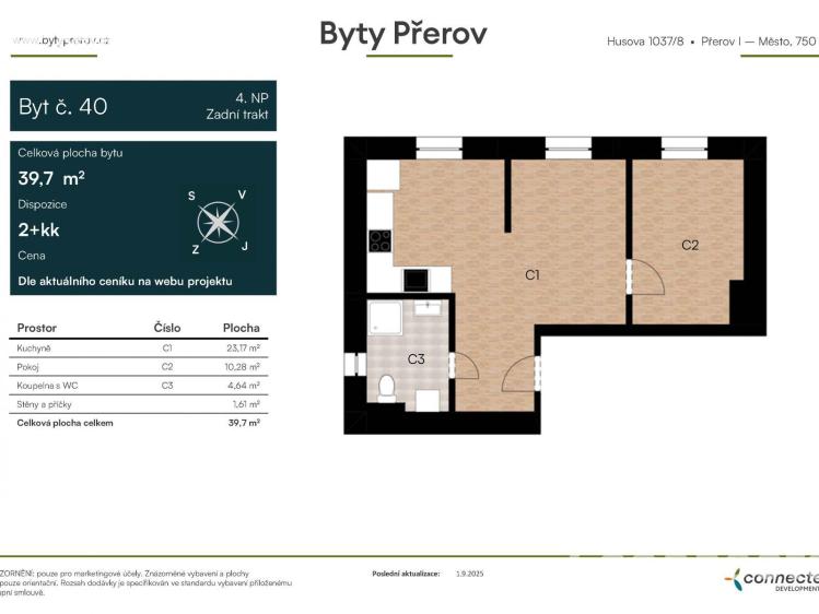 Prodej bytu 2+KK Přerov, Husova 1037/8 č. 2