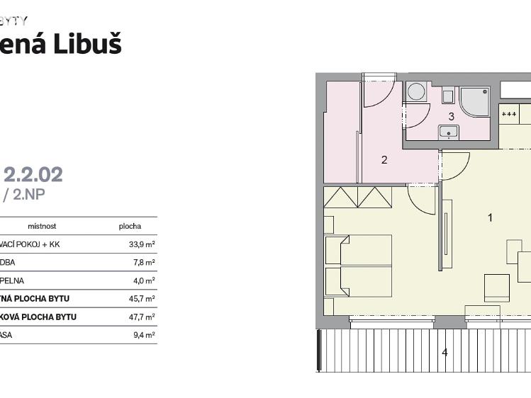Rent apartment 2+KK Praha, Novodvorská 1070/6 č. 21