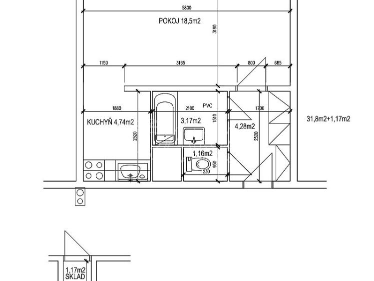 Pronájem bytu 1+KK Praha, Šimůnkova č. 16