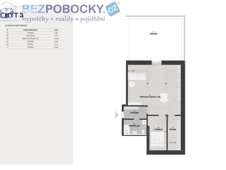 Sale apartment 3+KK Havlíčkův Brod, Vagonova č. 4