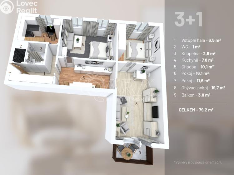 Sale apartment 3+1 Týn nad Vltavou, Veselská č. 18