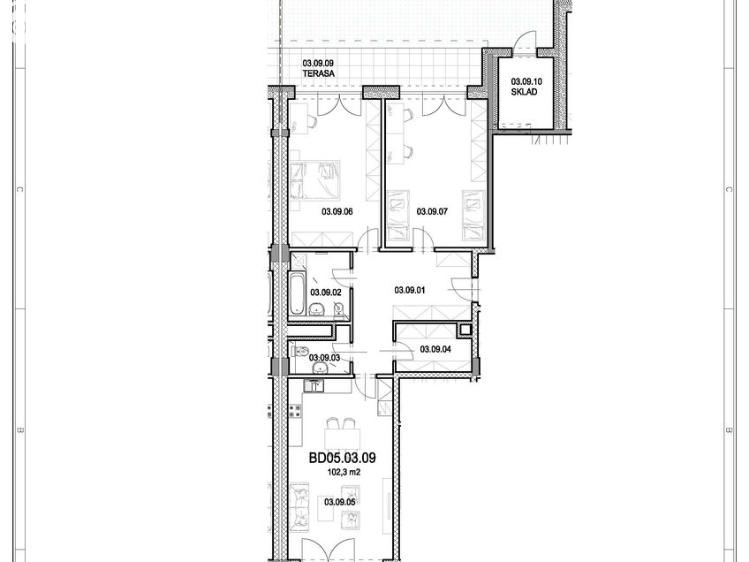 Sale apartment 3+KK Beroun, Nepilova 2111 č. 5