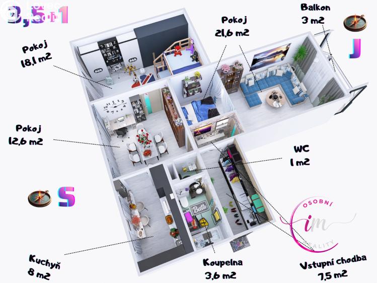 Продаж квартири 3+1 Jihlava, U Hřbitova č. 12