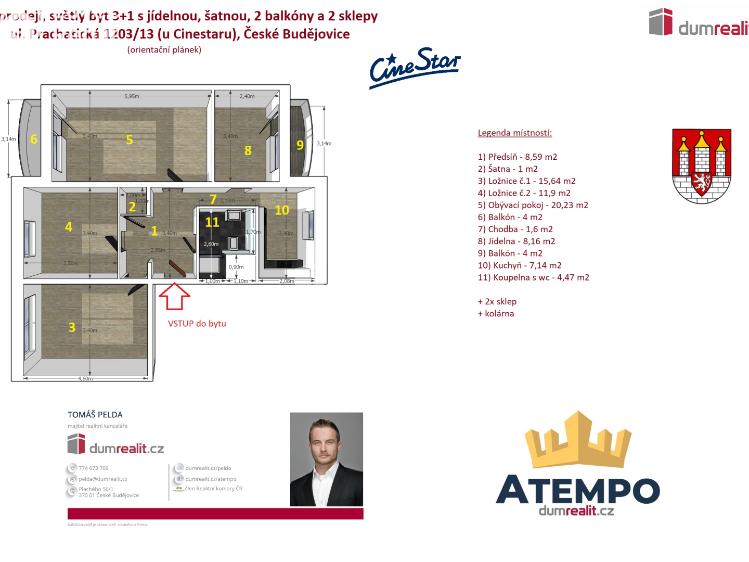 Prodej bytu 3+1 České Budějovice, Prachatická č. 2