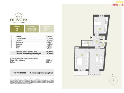 Продаж квартири 2+1 Říčany, Olivova č. 4