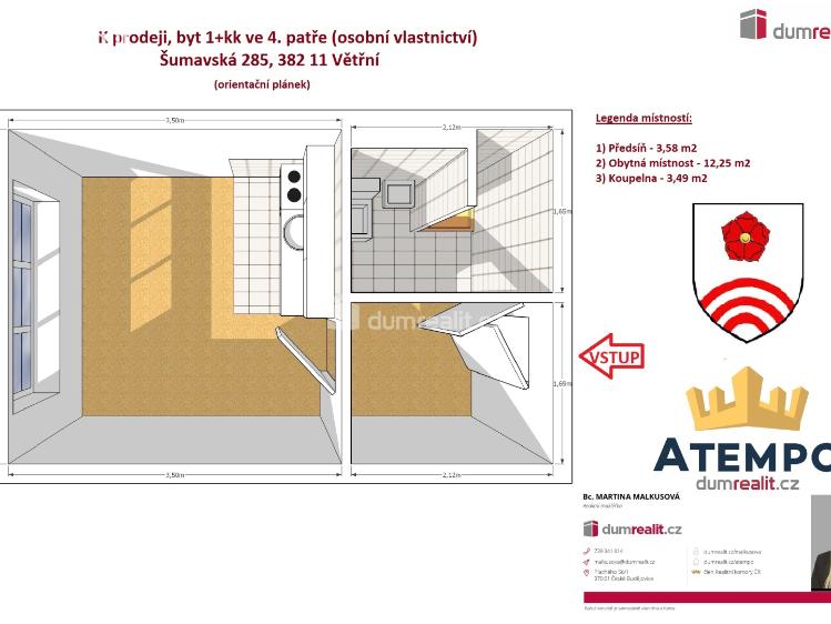 Продаж квартири 1+KK Větřní, Šumavská č. 2