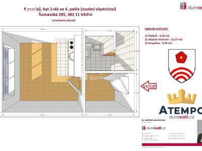 Prodej bytu 1+KK Větřní, Šumavská č. 4