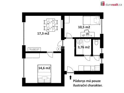 Pronájem bytu 3+1 Velešín, Budějovická č. 3