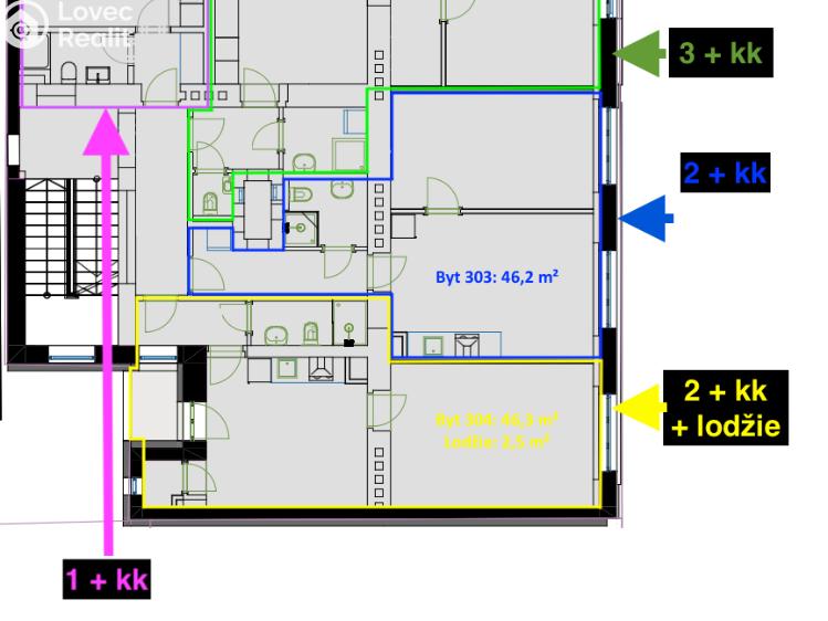 Pronájem bytu 3+KK Pardubice, Teplého 1375 č. 12