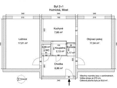 Продаж квартири 2+1 Most, Hutnická č. 3