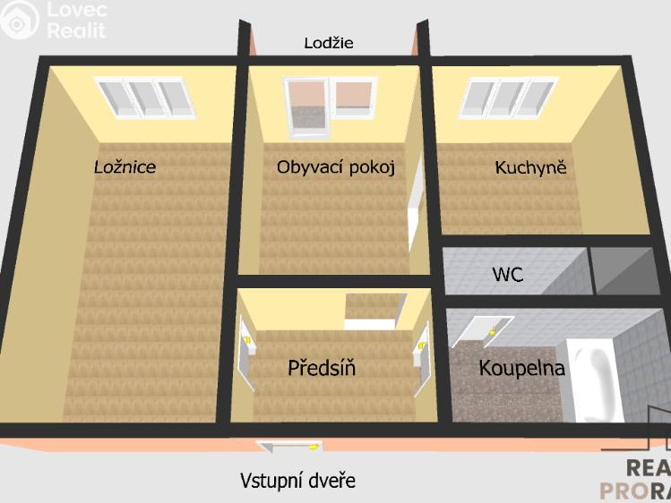 Pronájem bytu 2+1 Přerov, Za Humny č. 2
