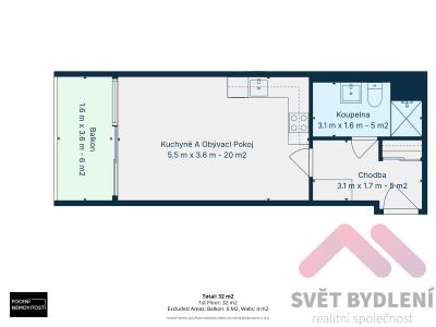 Sale apartment 1+KK Praha, Komořanská č. 20