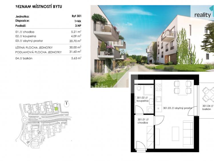 Pronájem bytu 1+KK Plzeň, K Zelené louce č. 2