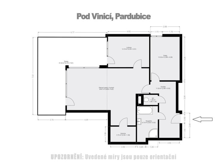 Оренда квартири 3+KK Pardubice, Pod Vinicí 2848 č. 17