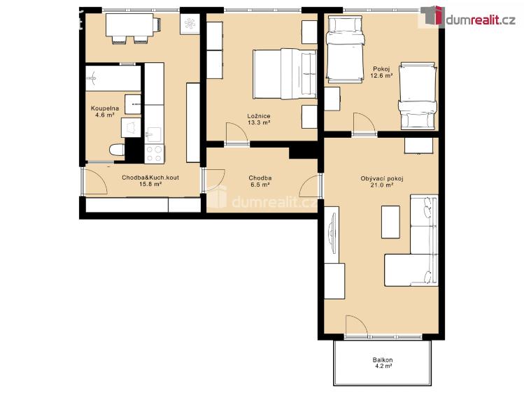 Pronájem bytu 3+1 Český Krumlov, Sídliště Plešivec č. 3