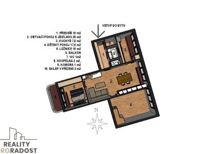 Продаж квартири 3+1 Brno, Brechtova č. 3