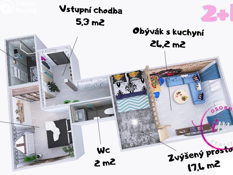 Prodej bytu 2+KK Jihlava, Lazebnická č. 3