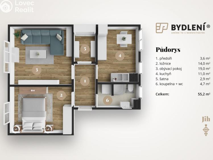 Prodej bytu 2+1 Teplice, Bílinská 2330/82 č. 3