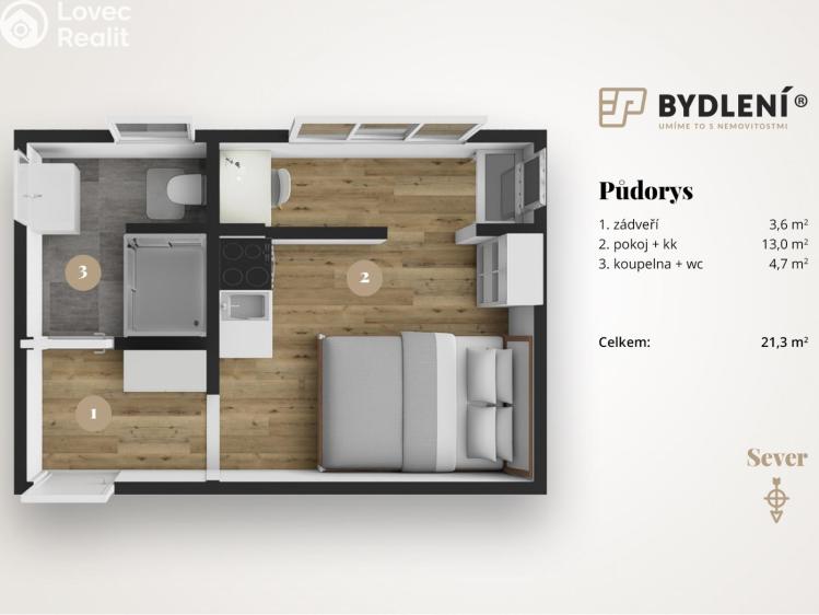 Pronájem bytu 1+KK Praha, Děčínská č. 2