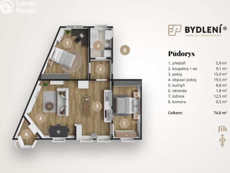 Prodej bytu 3+1 Ústí nad Labem, Elišky Krásnohorské č. 4