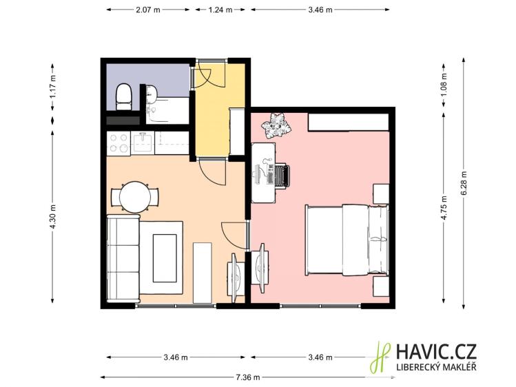 Аренда квартиры 1+1 Liberec, Broumovská 699/17 č. 15