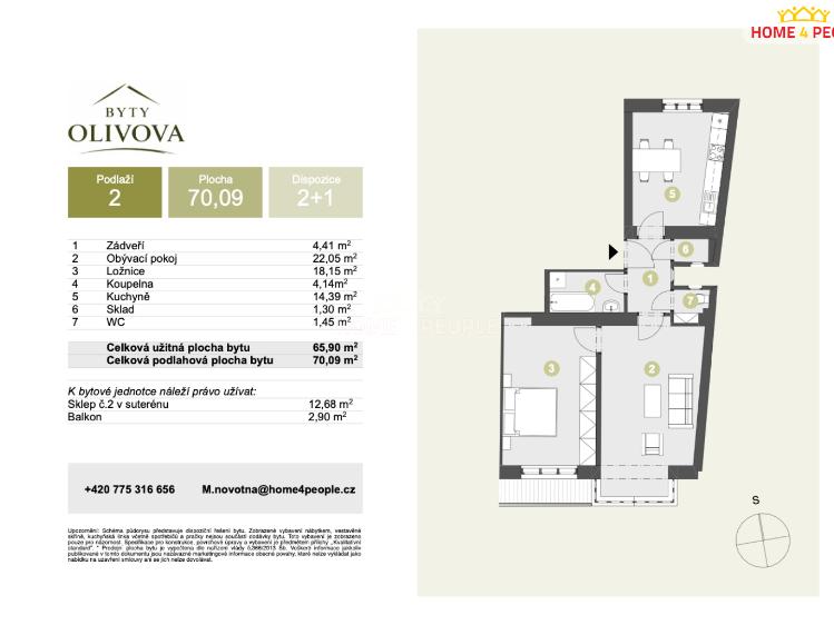 Продажа квартиры 2+1 Říčany, Olivova č. 4