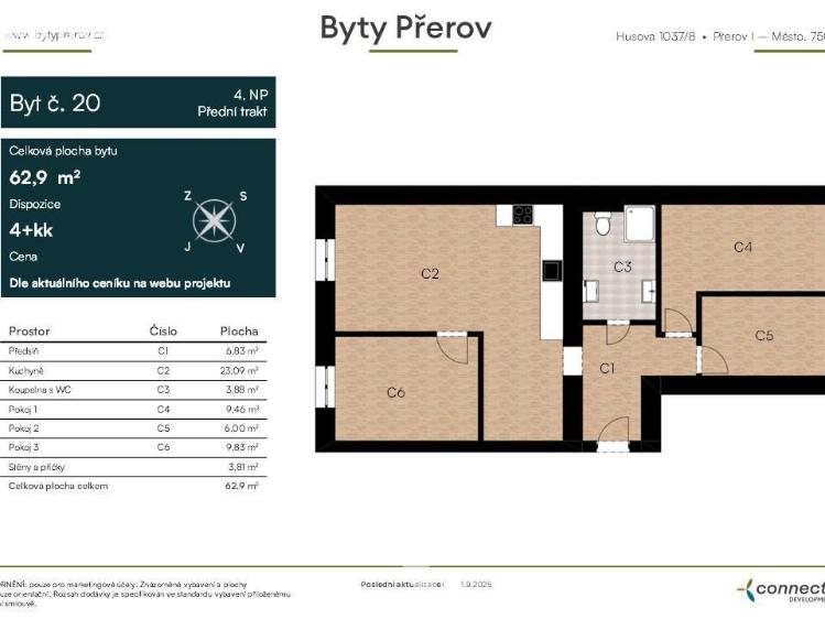 Pronájem bytu 4+KK Přerov, Husova 1037/8 č. 2