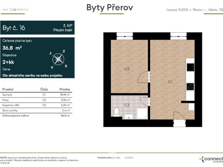 Prodej bytu 2+KK Přerov, Husova 1037/8 č. 3