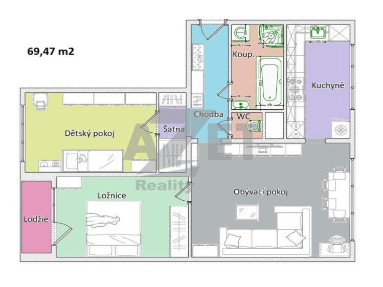 Prodej bytu 3+1 Ostrava, Jaromíra Matuška č. 17