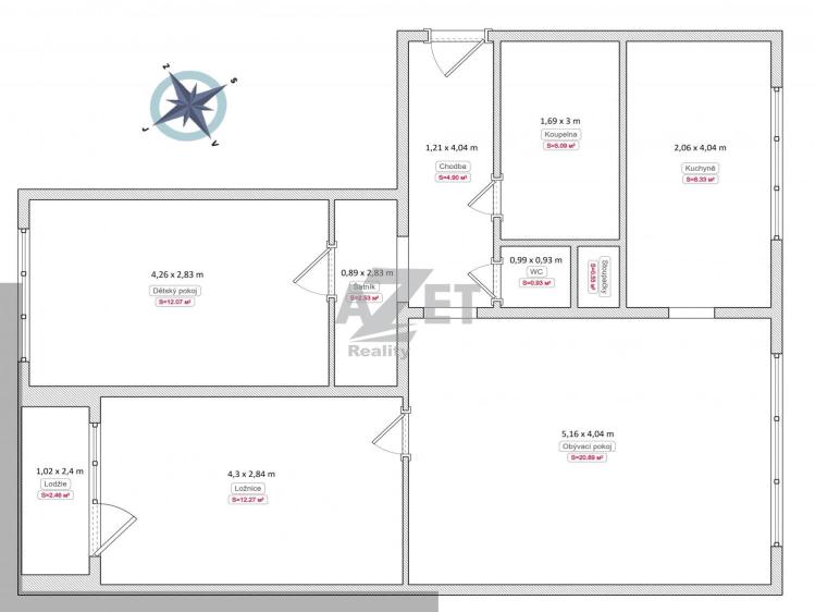 Prodej bytu 3+1 Ostrava, Jaromíra Matuška č. 20