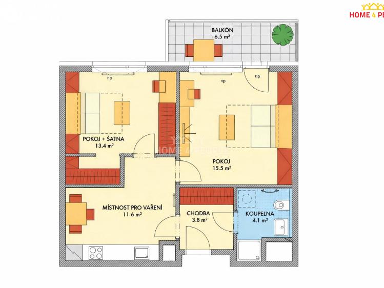 Sale apartment 2+1 Praha 5, Gollové č. 2